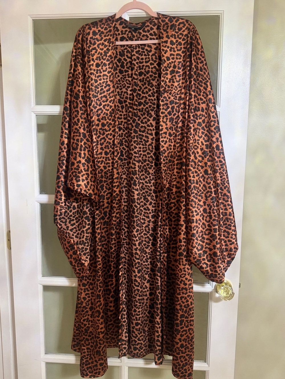 Jennafer Grace Leopard Print Satin Duster Kimono
